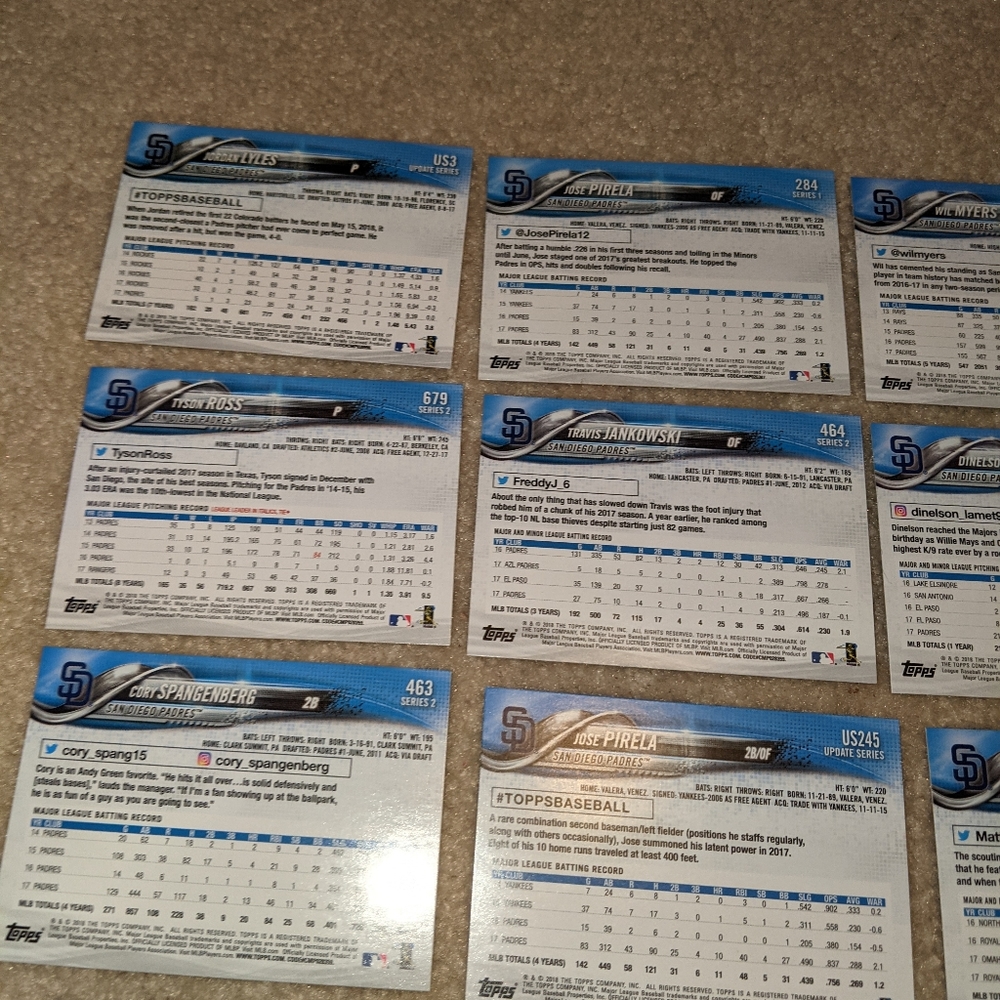 2018 topps San Diego Padres lot of 19 - Picture 12 of 12